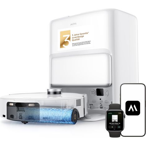 MOVA Z60 Ultra Roller Standalone – Saugroboter mit automatischer Entleerung, Selbstreinigendem Wischmopp, Präzise Navigation, Vollflächige Reinigung