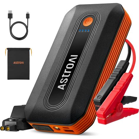 Booster Batterie Voiture, Démarreur Batterie Voiture Portable 12V (pour 5,5L Diesel /7,0L Essence) Compact avec Protection Intelligente, Batterie Externe USB Lumière LED pour Moto Berlines SUV (1/5)