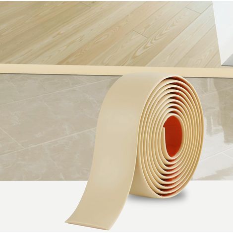 Bande de Seuil Auto-adhésive - 2M - PVC Flexible - Transition Sol et Carrelage - Intérieur Salon Cuisine - 4cm Beige Jaunâtre (1/5)