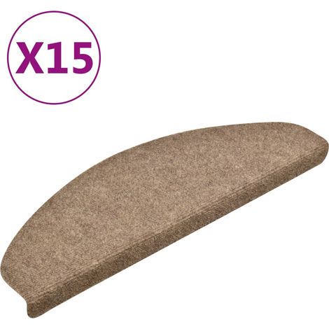 INLIFE Tapis d'escalier autocollants 15 pcs Crème 65x21x4cm Aiguilleté (1/5)