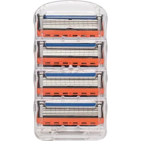 Kit de rasage pour homme - Compatible avec les manches de rasoir à 5 lames (5 lames + 4 lames noires/orange) (1/2)