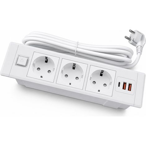 Recessed Desk Socket 3 USB Type-C Sockets White (1/5)