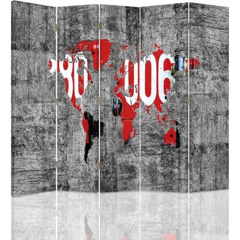 Paravento bilaterale, Mappa del mondo in stile - 180x170 (1/5)