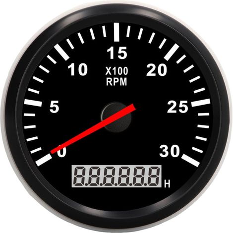 Tachometer, Tachometer Gauge 85 mm/3.35 inches 3000 rpm IP67 Waterproof Tachometer Gauge with LCD Hour Meter Red Backlight for Car Truck Boat.