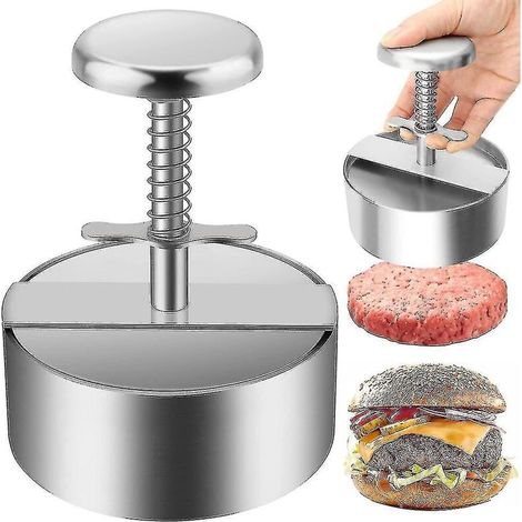 Presse à hamburgers Homemiyn, presse à hamburgers haut de gamme en acier inoxydable, machine à steaks hachés réglable (1/4)