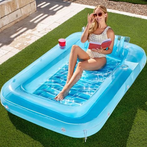 177 x 116 cm bleu Matelas Gonflable pour Piscine, Bain de Soleil pour Adultes, Flotteur de Piscine, Matelas Gonflable pour Adultes, divertissements d'été, fête Aquatique