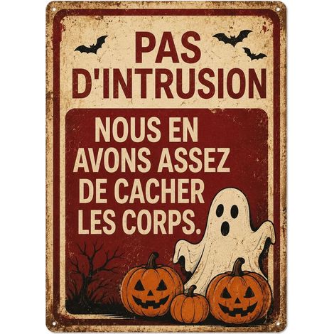 Plaque Halloween Métal 20 x 30 cm, Décoration Vintage Humoristique (1/5)
