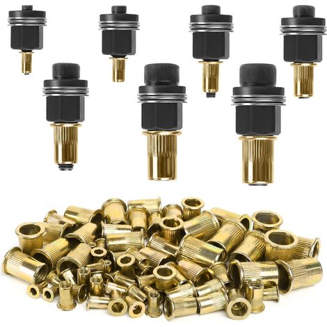 7 Pièces Écrous à Tête de Rivet à Main, Riveteuse Manuelle pour Ecrou à Sertir, Ensemble de Écrous à Riveter, pour Rivets M3 M4 M5 M6 M8 M10 M12, Outil de Rivetage Manuel avec 70 Pièces Écrous (1/4)