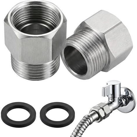 Raccord de Tuyau Rond en Acier Inoxydable, Réducteur de Tuyau de Douche Chrome, Adaptateur G1/2” à G3/8”, Résistant à la Rouille et à la Corrosion, Idéal pour Salle de Bain et Installation de Douche (1/5)