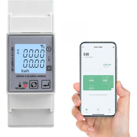 Compteur electrique WIFI Tuya compteur electrique connecté 80A compteur d'énergie monophasé AC230V 1000 imp/kWh Mesure de puissance Écran LCD protection contre les surtensions surintensités DAC2120C (1/5)