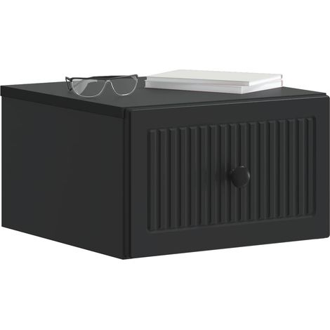 Maison Exclusive - Mobiletto da notte a muro con cassetto Nero 33 x 34,5 x 20 cm