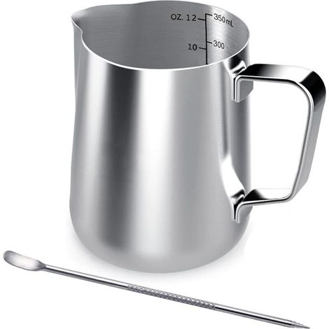 Pot à lait en acier inoxydable, 350ml à main levée Café Pot à lait, Lait Pichet (1/5)