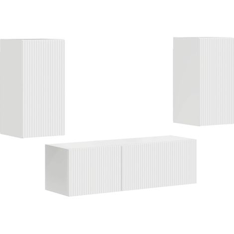TV-Wandregal-Set 4 pcs Hochglanz Weiß Holzwerkstoff vidaXL