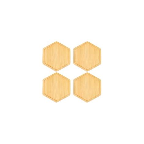 Set mit 4 Holzuntersetzern – Handgefertigte, dicke und hitzebeständige Untersetzer, ideal für Büros, Bars und Landhäuser. – Einzigartige Untersetzer aus natürlichem Bambus von Crezuo.