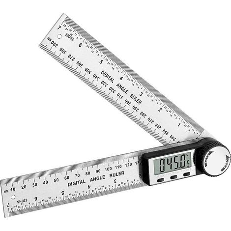 Règle D'Angle Numérique Rapporteur d'Angle Numérique 2 en 1 avec HOLD/Rev Inversion Zéro 200mm Mesure Angle en Acier Inoxydable avec Affichage LCD Mm/Inch pour le Travail du Bois Construction