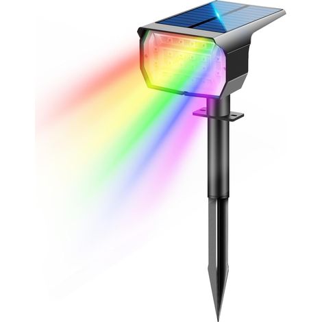 Foco solar para exteriores - 6 colores fijos - 20 perlas de lámpara LED - para patios, cercas, caminos, entradas de vehículos, porches, jardines y otros lugares. (1/5)