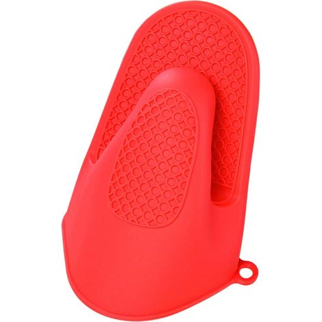 Hitzebeständige Silikonhandschuhe, geeignet für Backofen, Grill und Mikrowelle (beständig bis 500°C) – spülmaschinenfest, ein Paar, rot.
