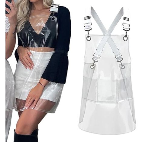 Tablier de coiffure en TPU transparent avec bretelles réglables en croix au dos, complètement imperméable avec poche avant pour coloration et nettoyage en salon (1/5)