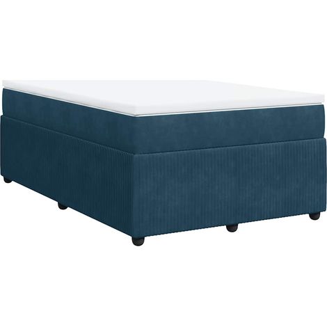 Lit double Lit adulte Sommier à lattes de lit et matelas bleu foncé 120x190cm velours
