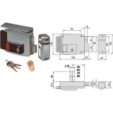 1PZ elettroserratura cancelli tetto pulsante interno 2 mandate 11771 mm60 sx