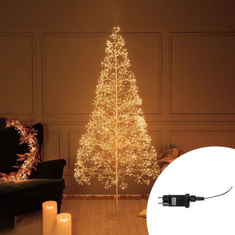 Albero di Natale luminoso 984 Led in filo color oro 1,20 metri Bianco caldo 3000K a luce fissa e intermittente Wisdom (1/2)