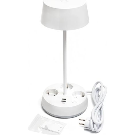 Lampe LED multifonction avec prise 4,6W, lumière blanche 3 teintes + RGB, 450 lm, prises + port USB + support téléphone (1/3)
