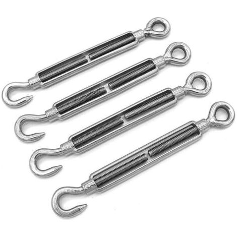 Crochet et œillet M10 C vers O compatibles avec tendeur de boucle, kit de quincaillerie pour câble métallique en acier inoxyd (1/4)