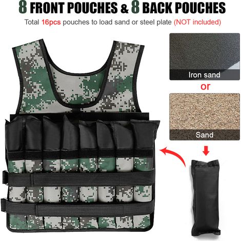 GARRYFIZH Gilet lesté réglable, charge maximale de 20KG, pour exercices, Fitness, renforcement musculaire, perte de poids, course à pied (1/5)