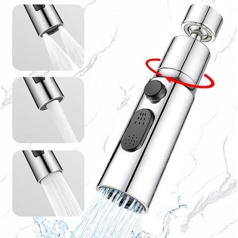 Aérateur de Robinet, 360° Pivotant Robinet, Gorgeurs Aérateur Robinet, à économie d'eau Robinet Filtre Régulateur Spray Tête Buse pour Cuisine Salle de Bains(3 Modes) (1/5)