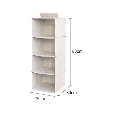 Compactor Rangement Suspendu pour Chaussures et vêtements, 4 Compartiments, Fermeture Velcro, supporte jusqu'à 6 kg, Gris/Blanc, Gamme Boston, 30 x 30 x 80cm (1/4)
