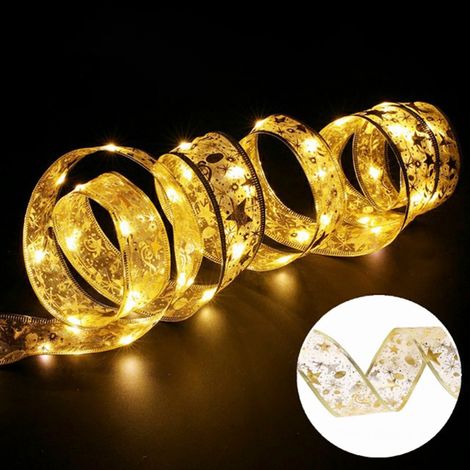 Guirlande lumineuse ruban de Noël, guirlande LED à piles pour sapin, fête, décoration intérieure/extérieure. (1/5)
