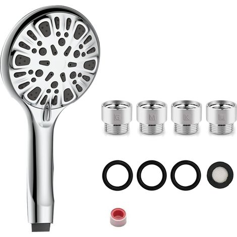 Handbrause mit 9 Funktionen + Anschlussstück Handbrause und Anschlussstück Set Booster (1/5)