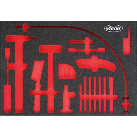 Vigor 3/3+ Garniture en mousse souple, jeu de marteaux, de burins et de chasse-goupilles, vide - V4510