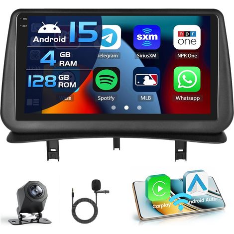 4+128G 15 Autoradio 3th 2005-2014, 9'' in-Cell Bildschirm avec sans Fil Carplay et Auto Lien Miroir Radio FM/RDS GPS WiFi Bluetooth SWC Caméra de Recul (1/5)