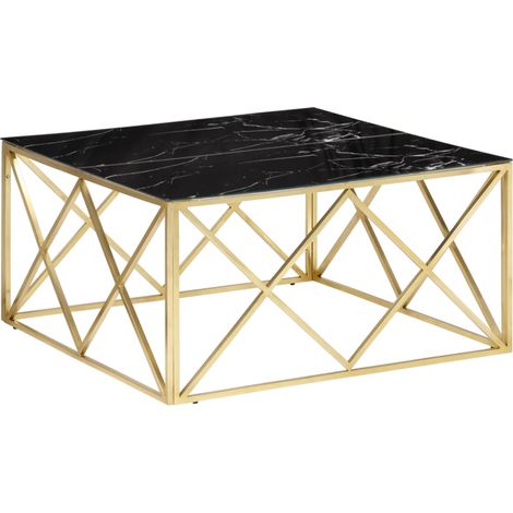 Table basse doré acier inoxydable et verre trempé (1/5)
