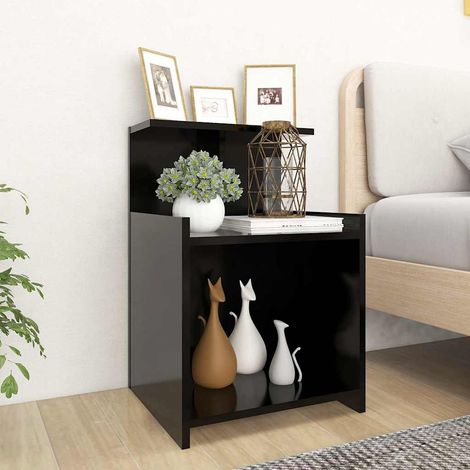 806178 vidaXL Bed Cabinets 2 pcs Black 40x35x60 cm Engineered Wood (1/5)