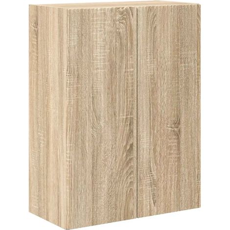 Mueble TV de pared rectangular de diseño contemporáneo, varios compartimentos, 59,5 x 31 x 80 cm, madera contrachapada roble sonoma 020055032 (1/5)