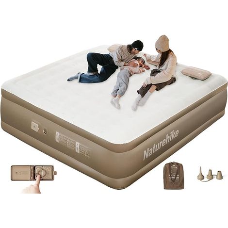 Matelas Gonflable Personnes avec Pompe Intégrée Rechargeable - 200x180x45cm Lit Gonflable Autogonflant pour Camping et Maison - Matelas Camping Portable (1/5)