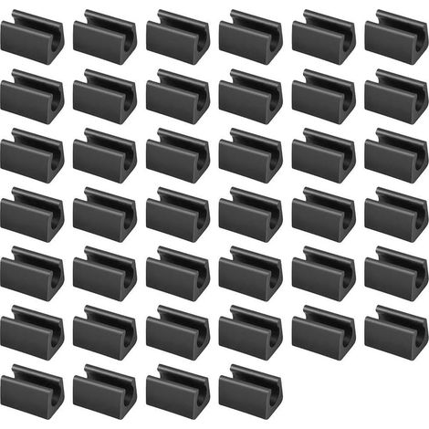 Lot de 20 patins de protection antidérapants en plastique noir pour pieds de chaise en forme de U 14 mm (40 pièces) (1/5)