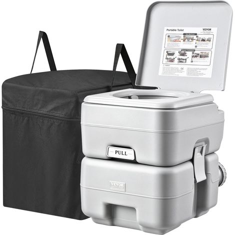 Toilette Portable avec Chasse d’Eau, Toilette de Camping avec Réservoir à Matières 20 L et Réservoir d’Eau 12 L, WC de Voyage avec Sac de Transport, Étanche Sans Odeur, pour Camping-car Caravane (1/5)