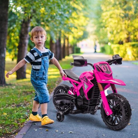 CHICFURN Moto elettrica per bambini 12V 105 x 57 x 62 cm rosa con ruote stabilizzatrici (1/5)