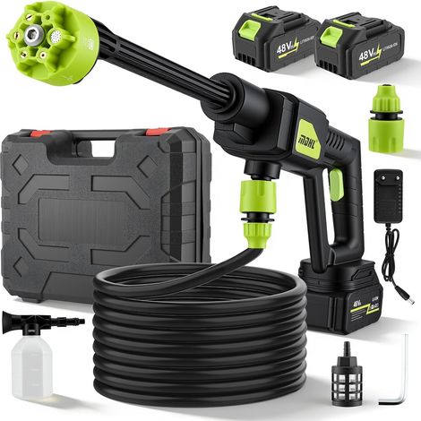 48V Cordless Pressure Washer with Tool Case 6 in 1 Nozzle and Large Foam Bottle 5m Hose 2 in 1 Battery Washing Gun (1/5)
