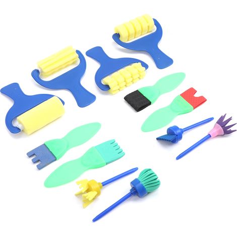 Lot de 12 Pinceaux Éponge Tampons Rouleaux EVA DIY Outils d'Apprentissage Précoce pour Enfants Peinture Créative (1/5)