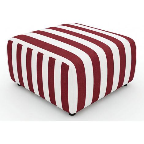ELVIS - Pouf tissu rayé Terracotta (1/5)