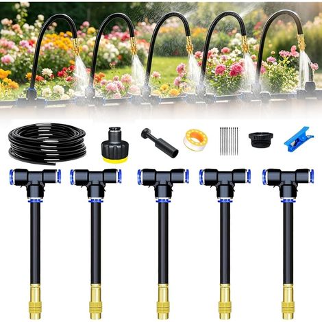 360° Curved Garden Automatic Irrigation System, Kit arrosage automatique système, Kit Arrosage Goutte à Goutte, Kit d'irrigation de brouillard, pour paysage, lit de fleurs et plantes de verdure(5m) (1/5)