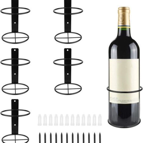 Lot de 5 étagères murales en Fer Vintage à Suspendre Individuellement, Support pour Bouteilles de vin, Porte-Bouteilles de vin, Porte-Bouteilles pour Bar, pub, décoration de la Maison (1/4)