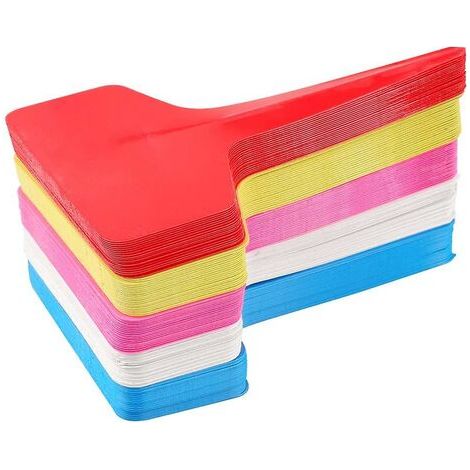 500 marcadores y etiquetas de plástico tipo T para plantas, 6 x 10 cm, reutilizables, impermeables, coloridas, para jardín (multicolor)