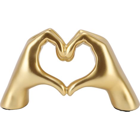Heart Hands Sculpture Resin Aesthetic Gesture Decoration Modern Heart Sign Statue Art Figurine for Coffee Table Shelves Wedding Golden (1/5)