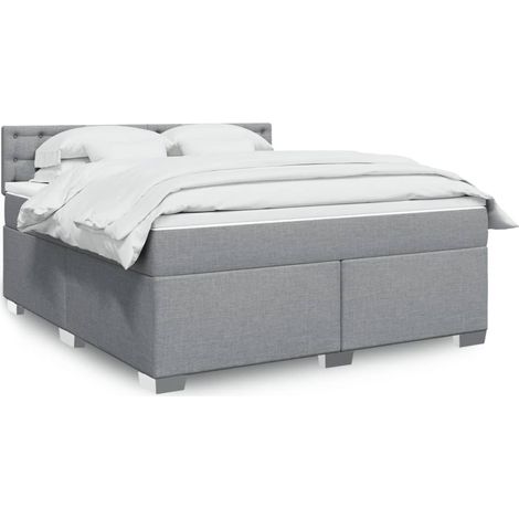 Boxspringbett mit Matratze Hellgrau 180x200 cm Stoff