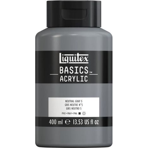 Peinture acrylique - LIQUITEX - Basics - 400 ml - Gris neutre - Finition satinée